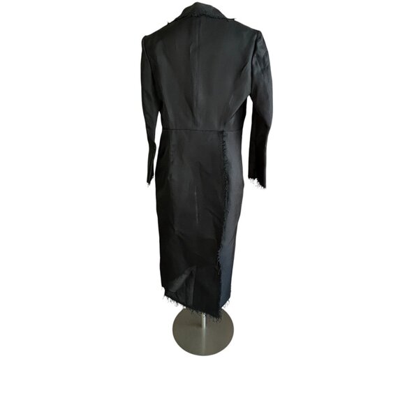 Alberta Ferretti Vintage Black Silk Sheer Fringe Duster Jacket NWOT - Picture 2 of 9